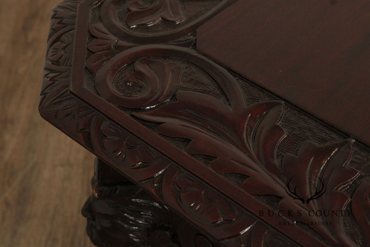 Antique Victorian Carved Mahogany Partners Desk