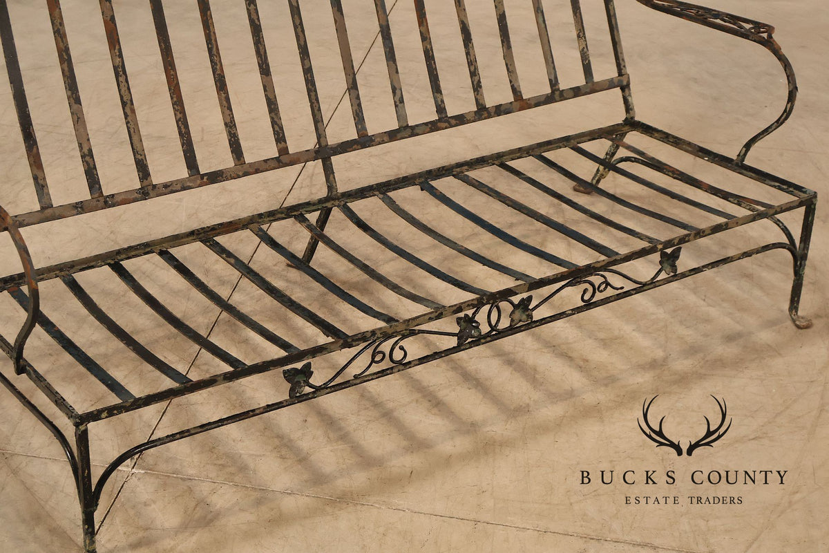Vintage Wrought Iron Ivy Pattern Garden Bench
