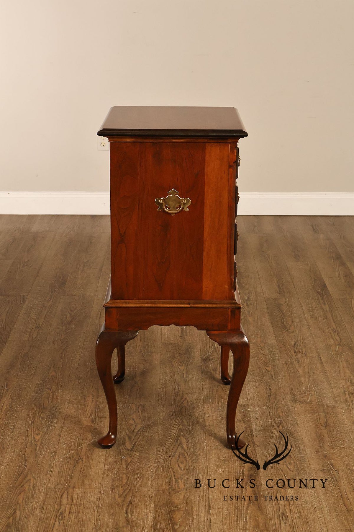 Custom Crafted Queen Anne Style Cherry Silver Chest On Frame