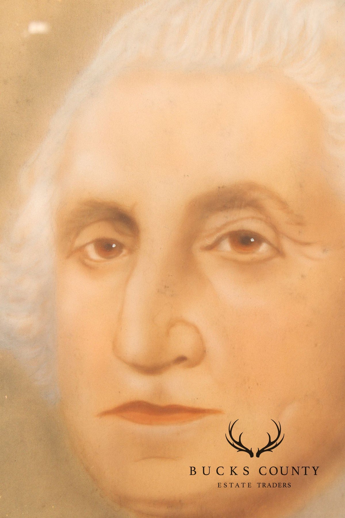 Antique Pastel Portrait Of George Washington In Carved Wood Frame