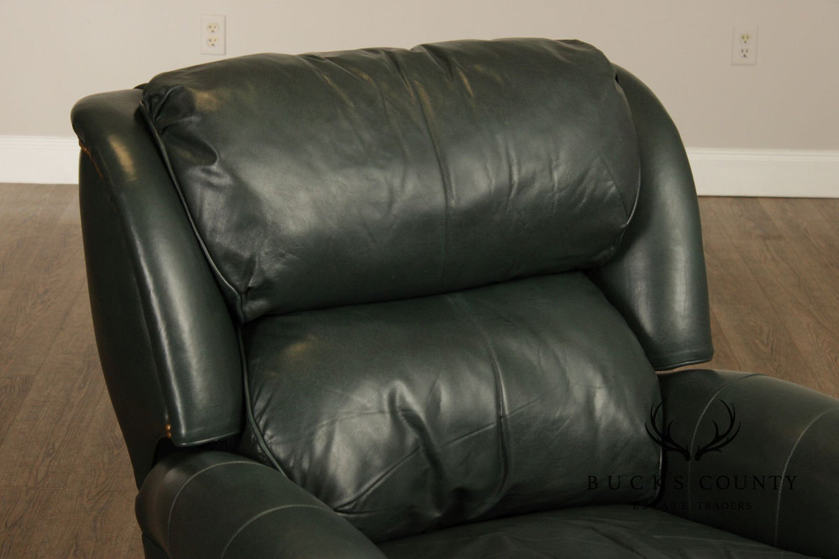 Hancock and Moore Leather Recliner Lounge Chair and Ottoman