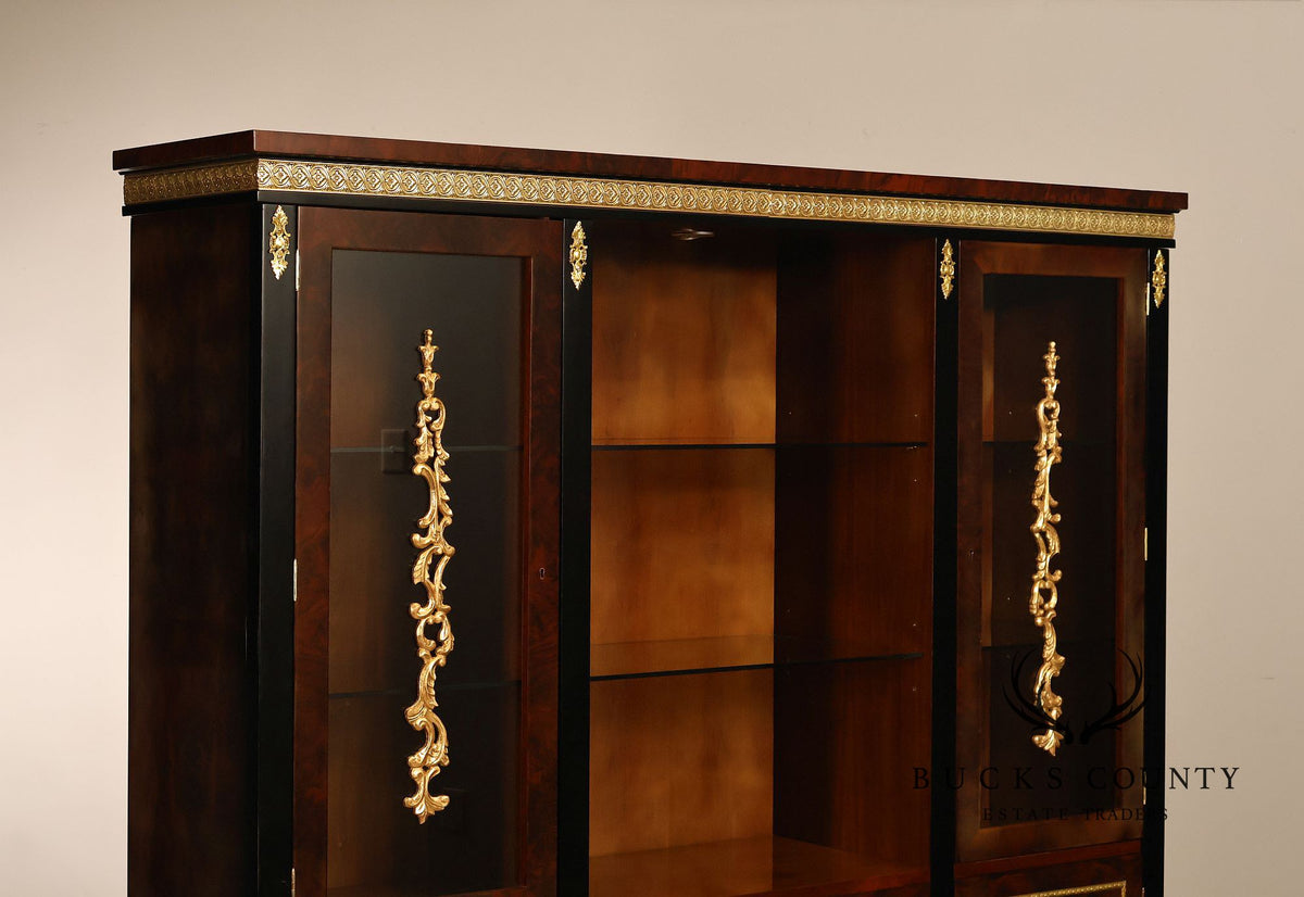 Empire Revival Style Lighted Display Cabinet Bookcase