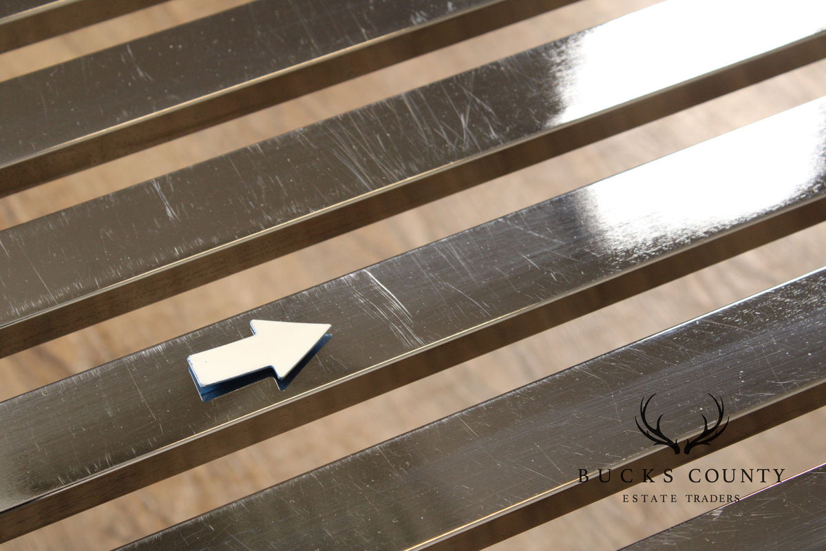 Design Institute of America Modern Slatted Chrome Bench
