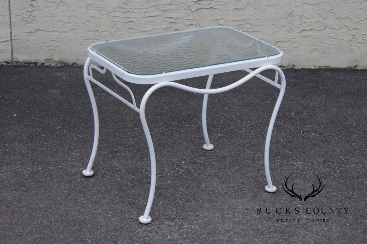 Woodard Glass Top Wrought Iron Patio Side Table