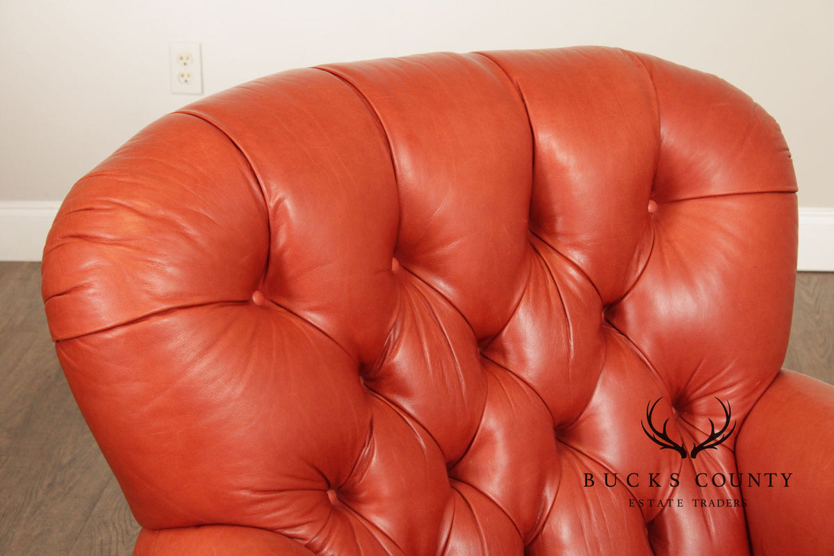 Dapha English Traditional Style Leather Chesterfield Armchair