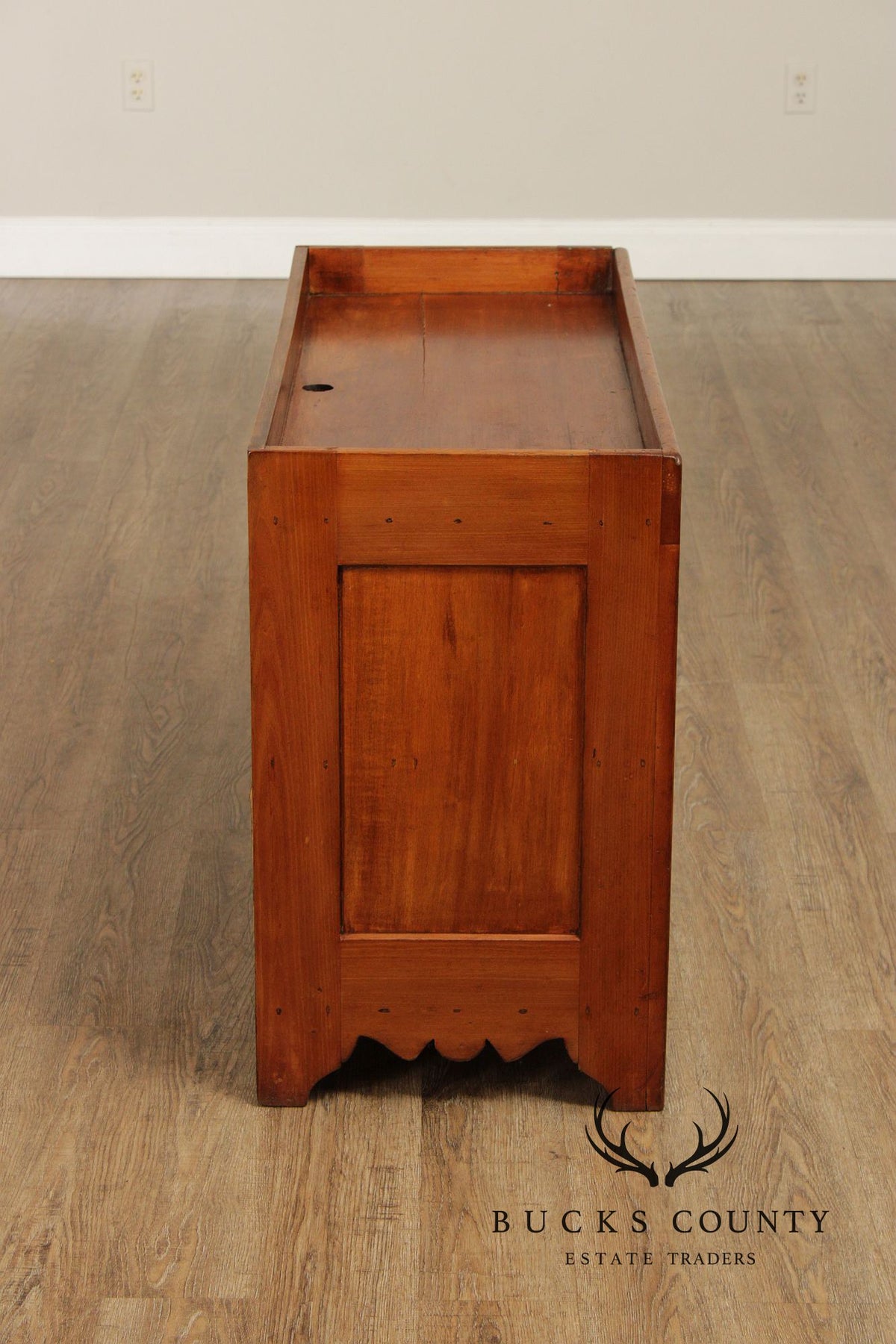 Antique 19th Century Solid Pine Dry Sink Cabinet With Porcelain Knobs