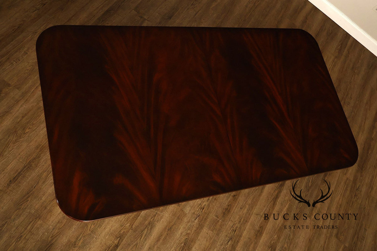 Maitland-Smith Mahogany Double Pedestal Extension Dining Table With Two Leaves