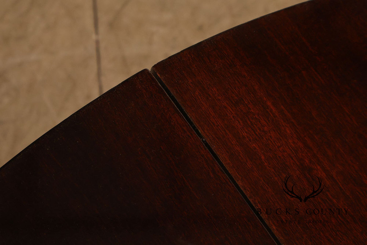 Dunbar Mid Century Modern Round Mahogany Extension Dining Table With Three Leaves