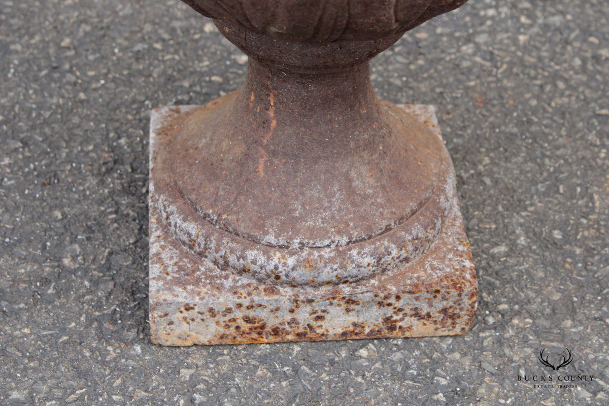 Classical Style Pair of Cast Iron Outdoor Garden Urns