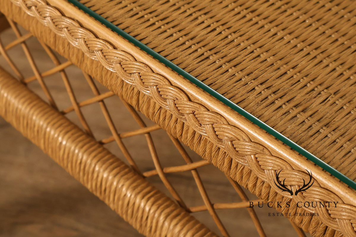 Lexington Henry Link Glass Top Wicker Side Table