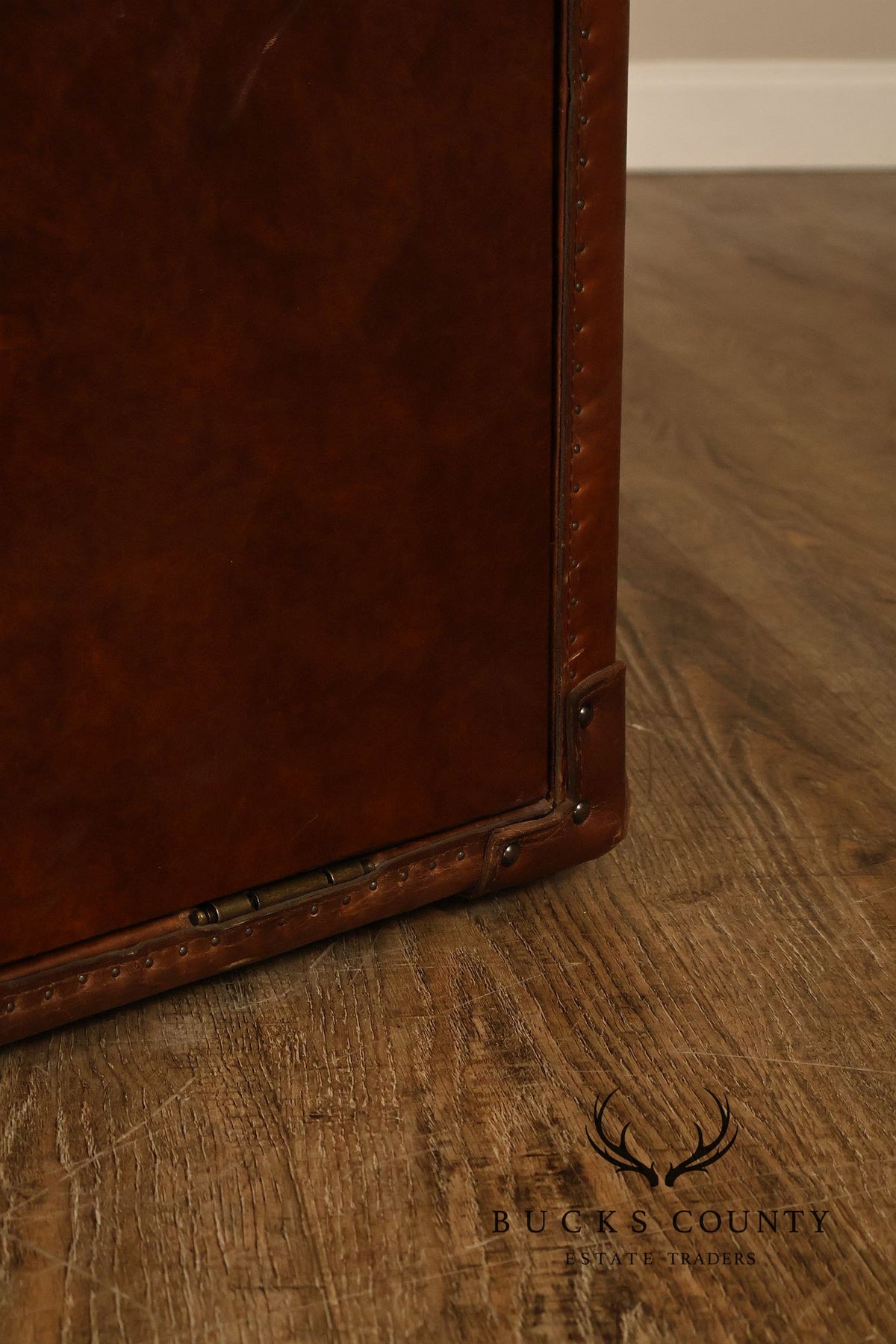 Restoration Hardware Leather Campaign-Style Storage Trunk With Drawers