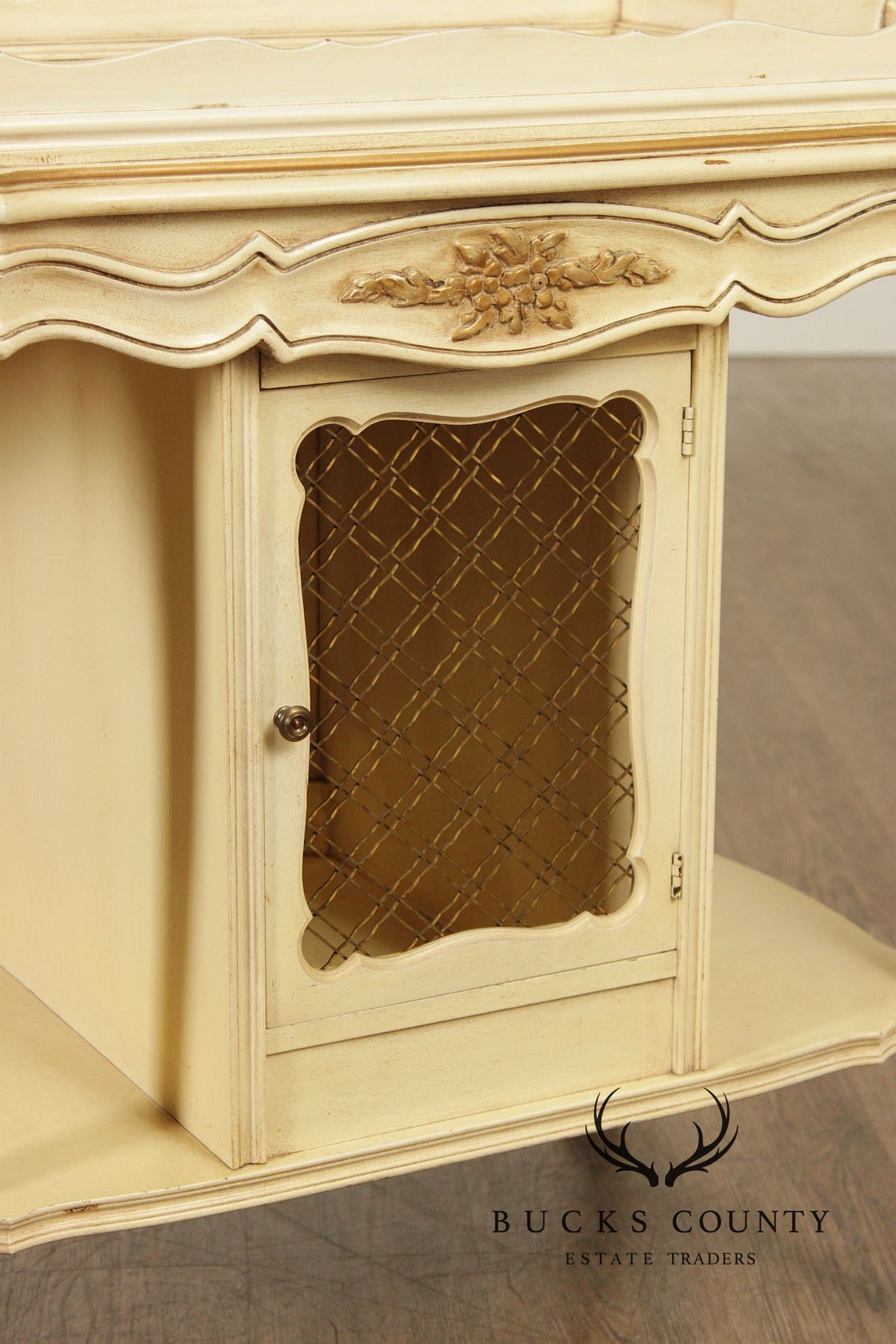 French Provincial Style Vintage Painted Tray Top Bar Cart