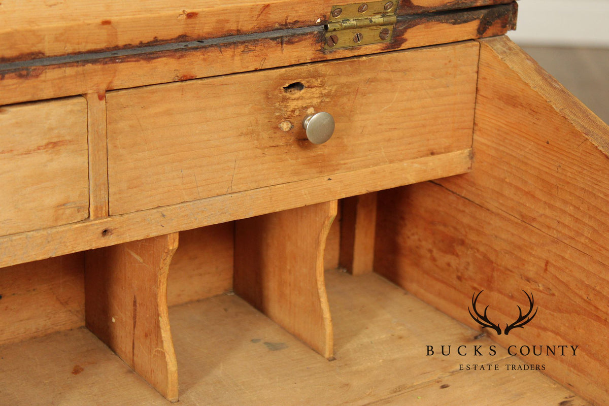 Antique Country Sheraton Slant Front Clerk’s Desk