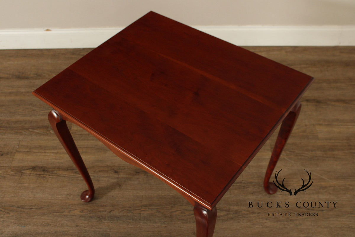 Queen Anne Style Bench Made Pair of Cherry End Tables