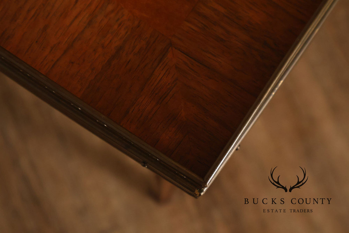 Title: Baker Furniture Louis XVI Style Mahogany Brass Gallery Side Table