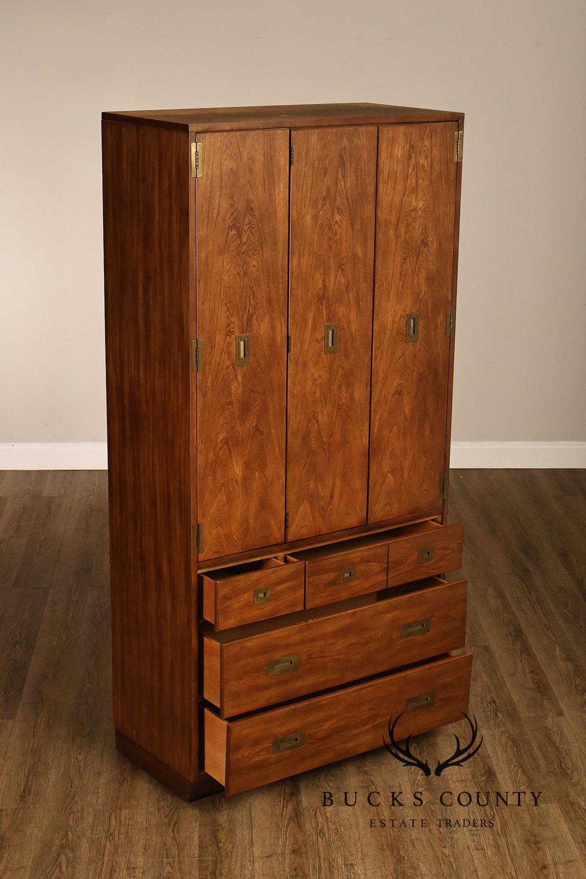 Vintage Campaign Style Wardrobe Armoire Cabinet