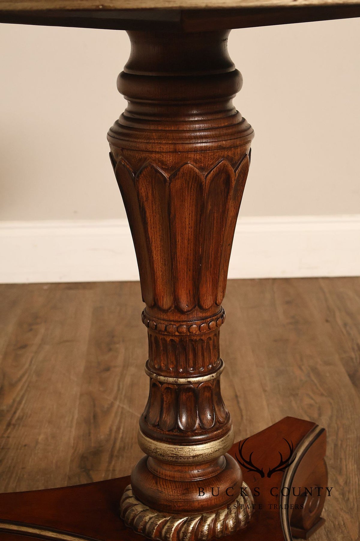 Drexel Heritage Round Burl Wood Veneer Pedestal Accent Table
