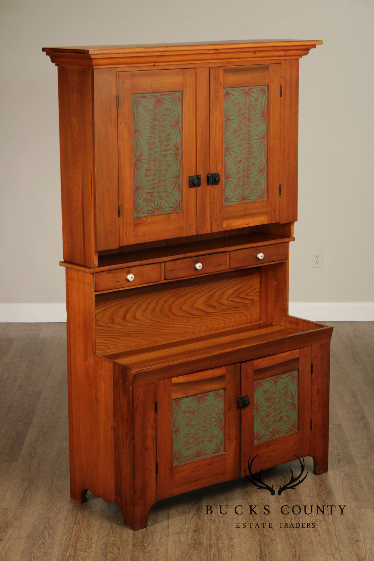 Custom Amish Crafted Primitive Farmhouse Hutch Cabinet
