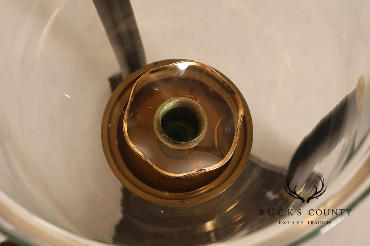 Empire Style Brass Swan And Marble Hurricane Candle Holder