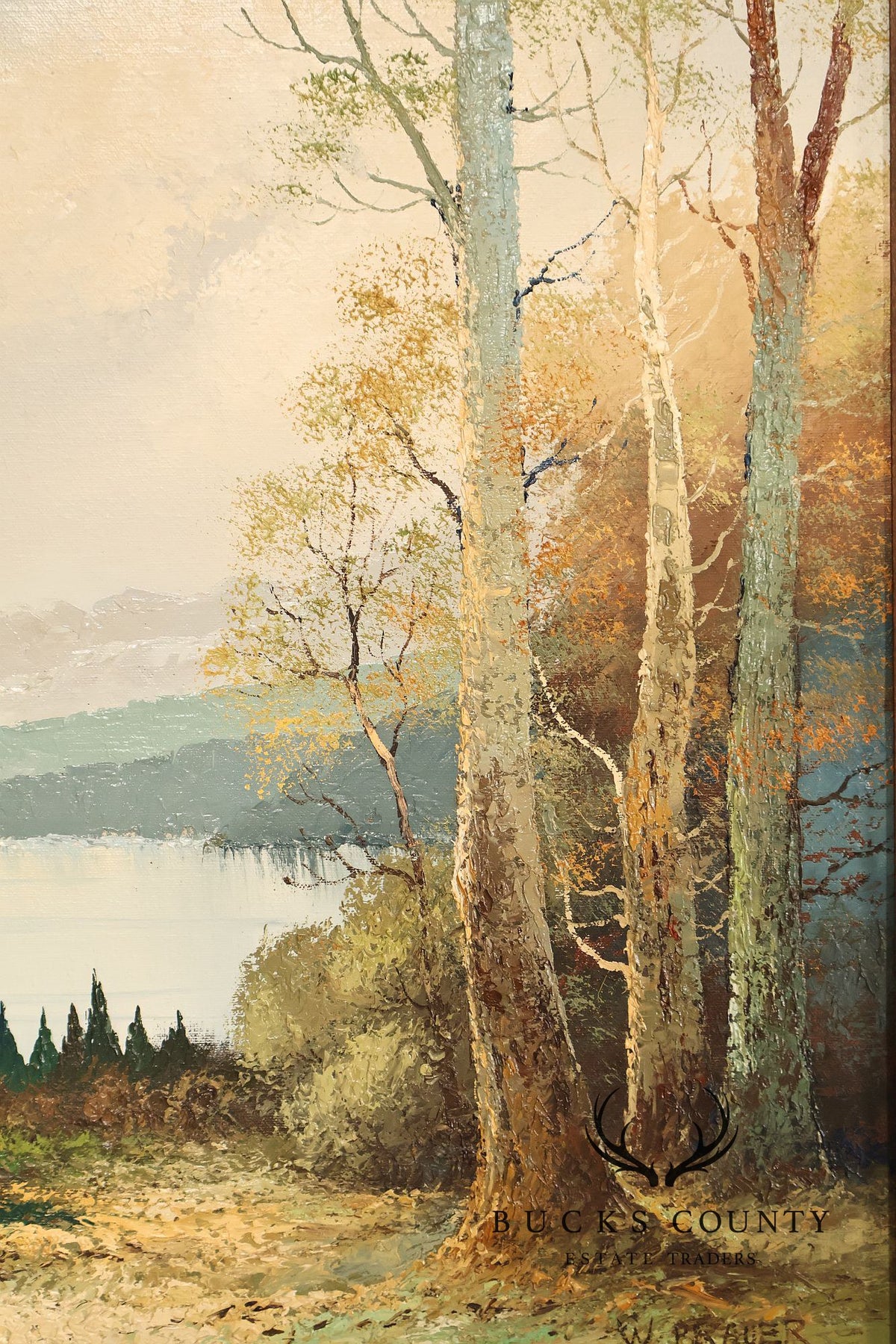 Wilhelm Brauer Framed Landscape Painting, Alpine Lake