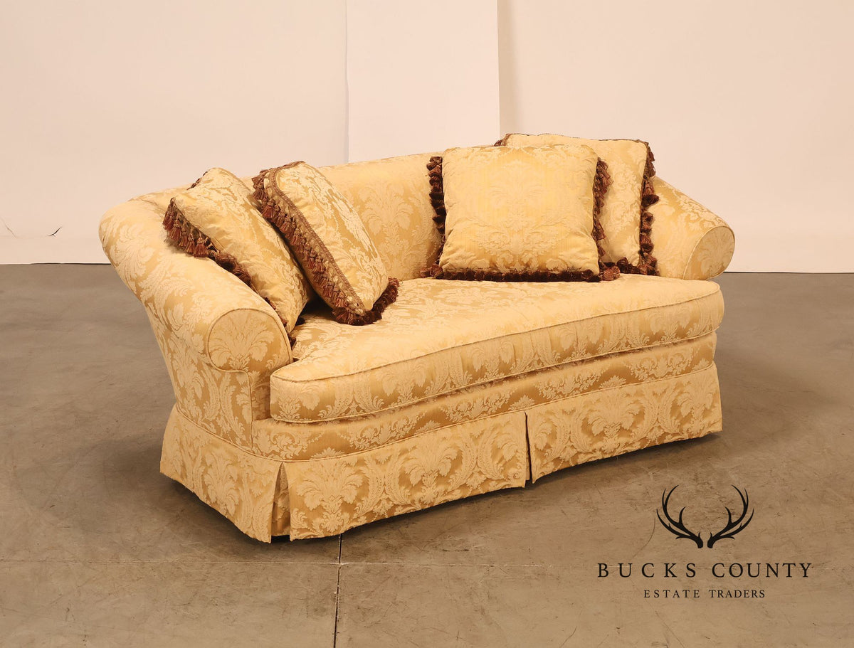 Century Furniture Pair Of Gold Damask Upholstered Sofas