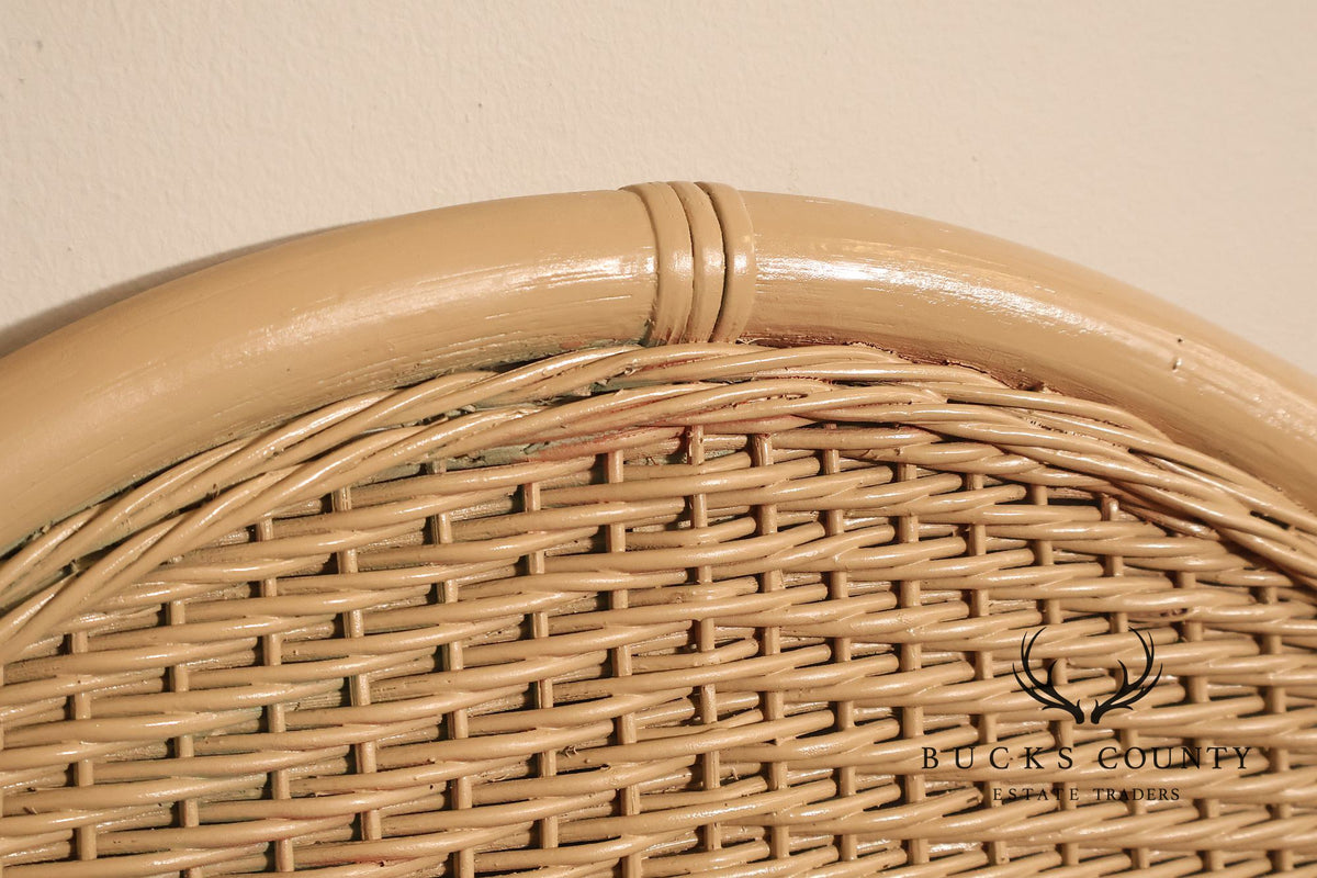 Vintage Coastal Style Pair of Twin Wicker Headboards