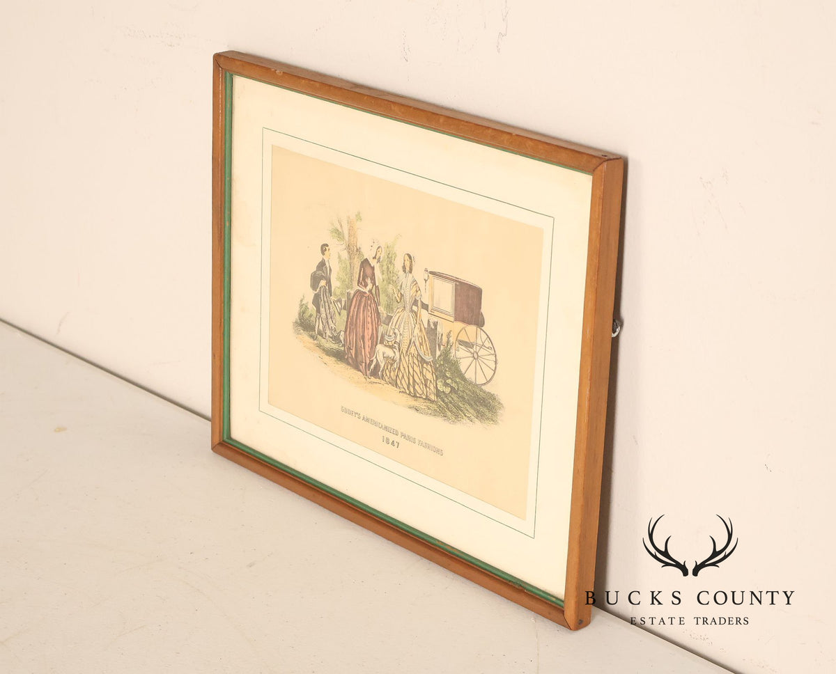 Antique Framed Print, 'Godey's Americanized Paris Fashions, 1847'