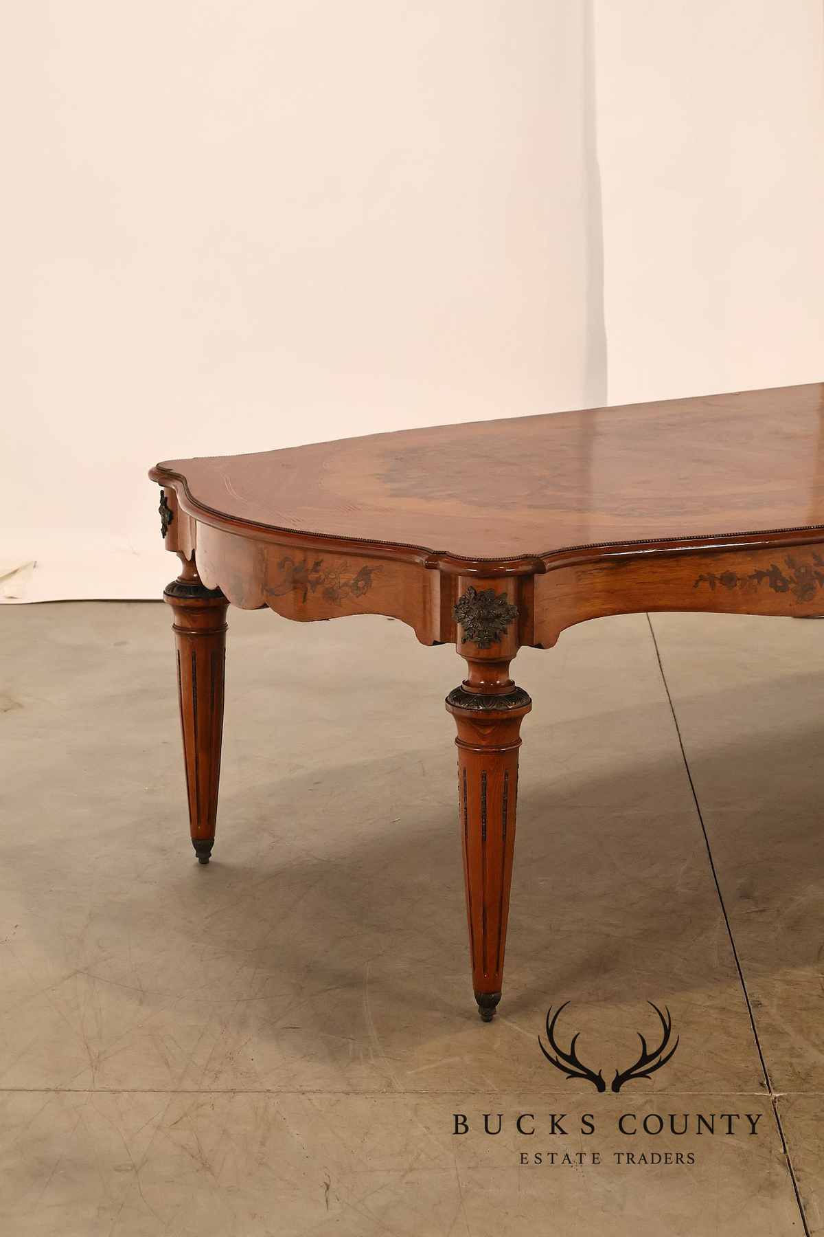 Custom Louis XVI Style Walnut Marquetry Dining Table