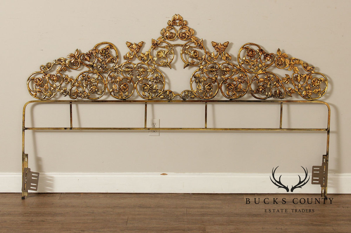 Rococo Style King Size Scrolling Brass Headboard