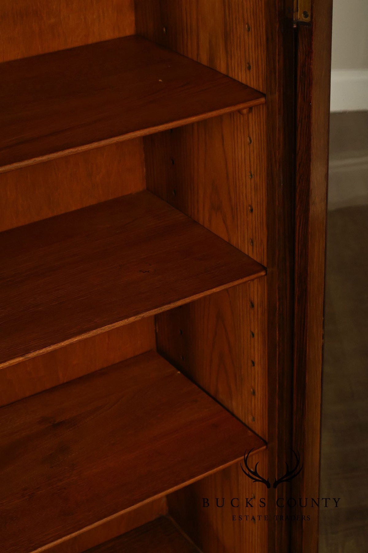 Antique Oak Two Door Glass Front Bookcase