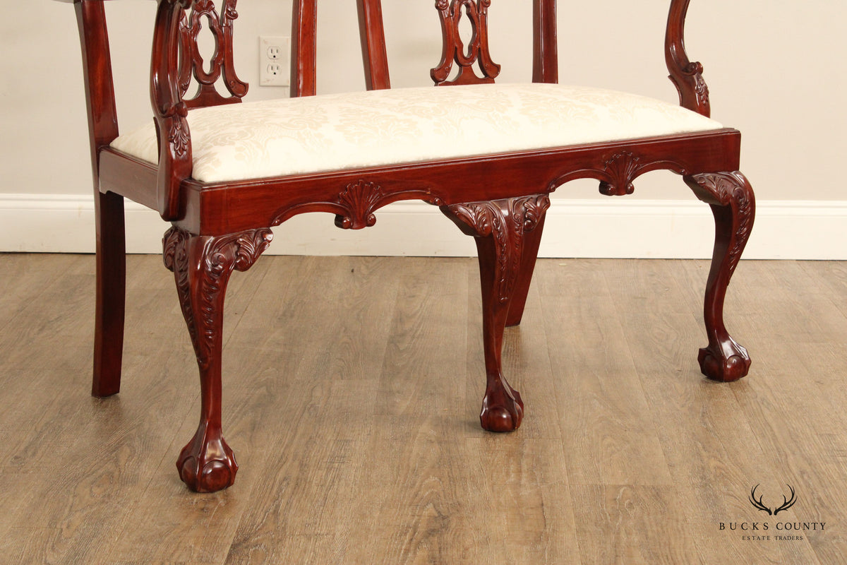Georgian Style Carved Mahogany Double Bench
