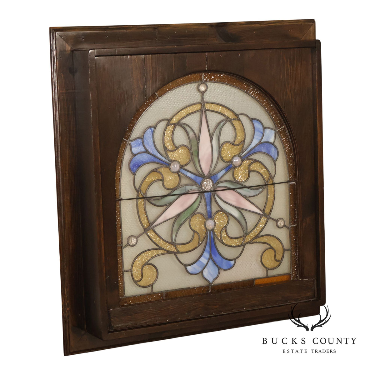 Illuminated Stained Glass Decorative Wall Panel In Wood Frame