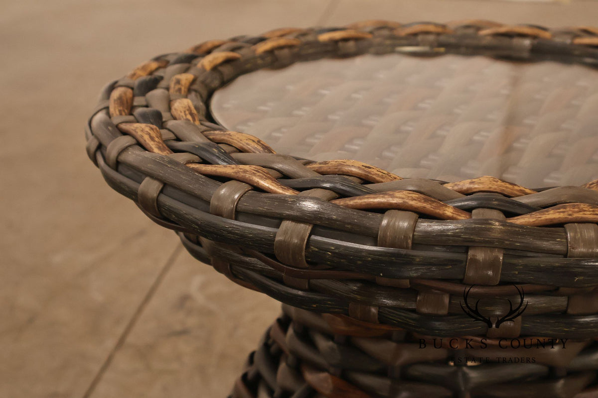 Lane Venture 'South Hampton' Pair of Glass Top Wicker End Tables