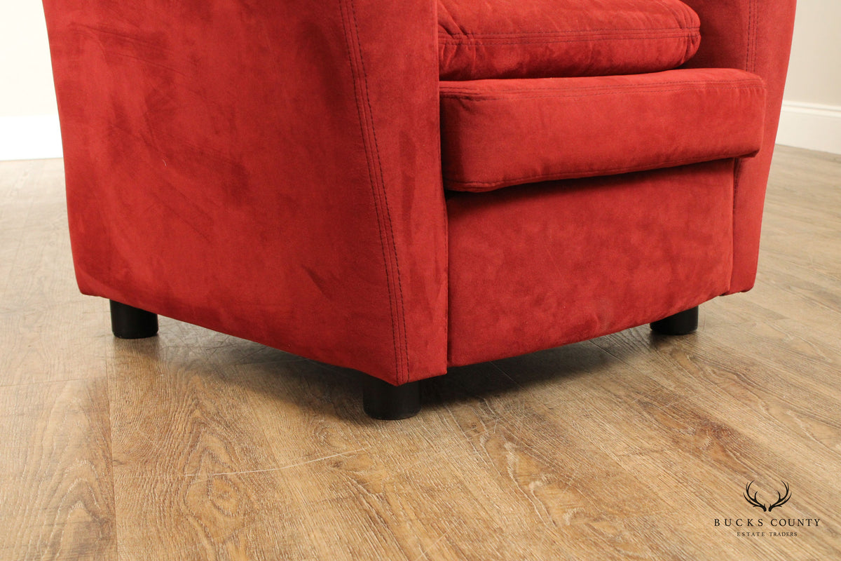 Roche Bobois Italian Modern Upholstered Lounge Armchair and Ottoman