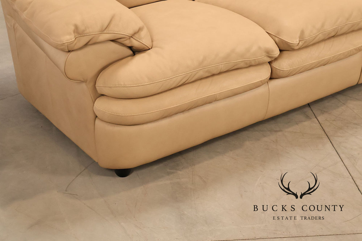Italian Made Leather Sectional Sofa With Chaise