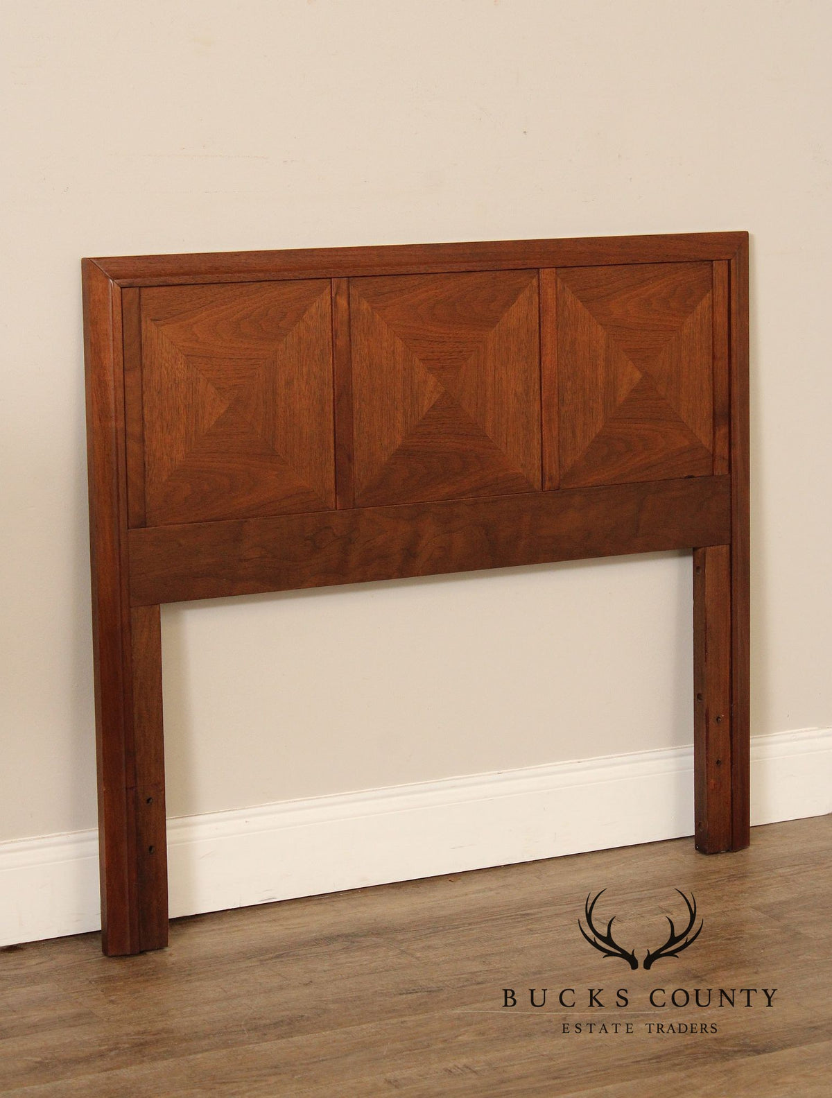 Mid Century Modern Walnut Diamond Front Twin Headboard