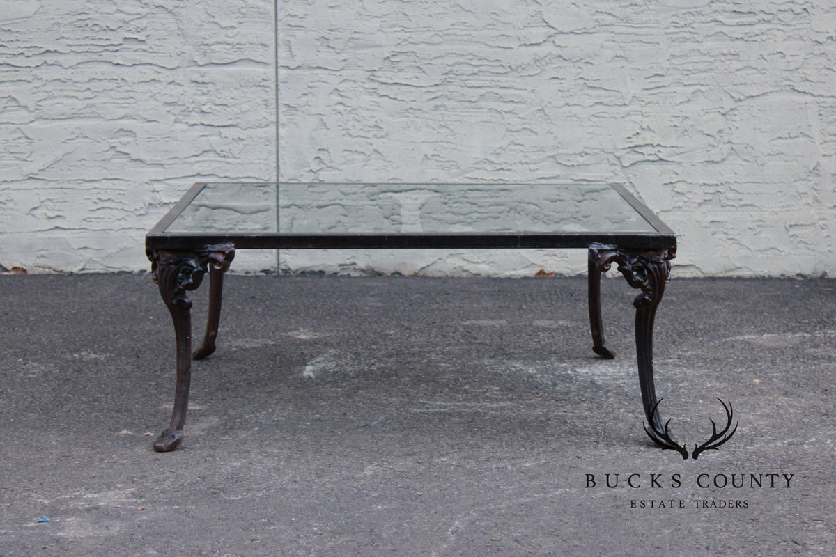 Victorian Style Glass Top Iron Coffee Table