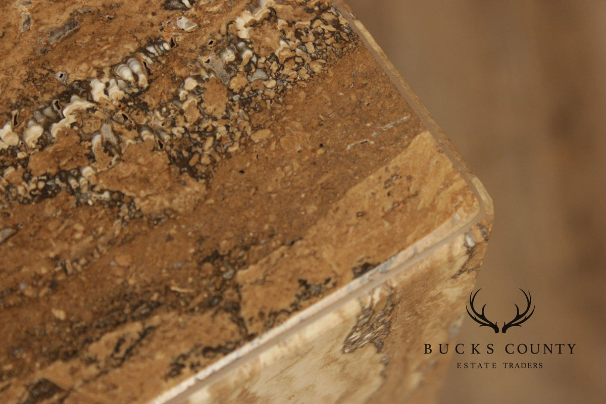 Postmodern Vintage Italian Travertine Pedestal