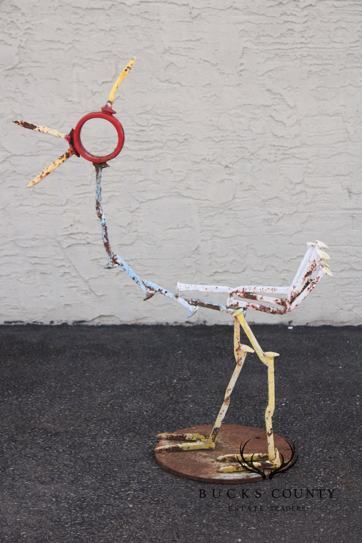 Industrial Metal Rooster Sculpture Garden Statue