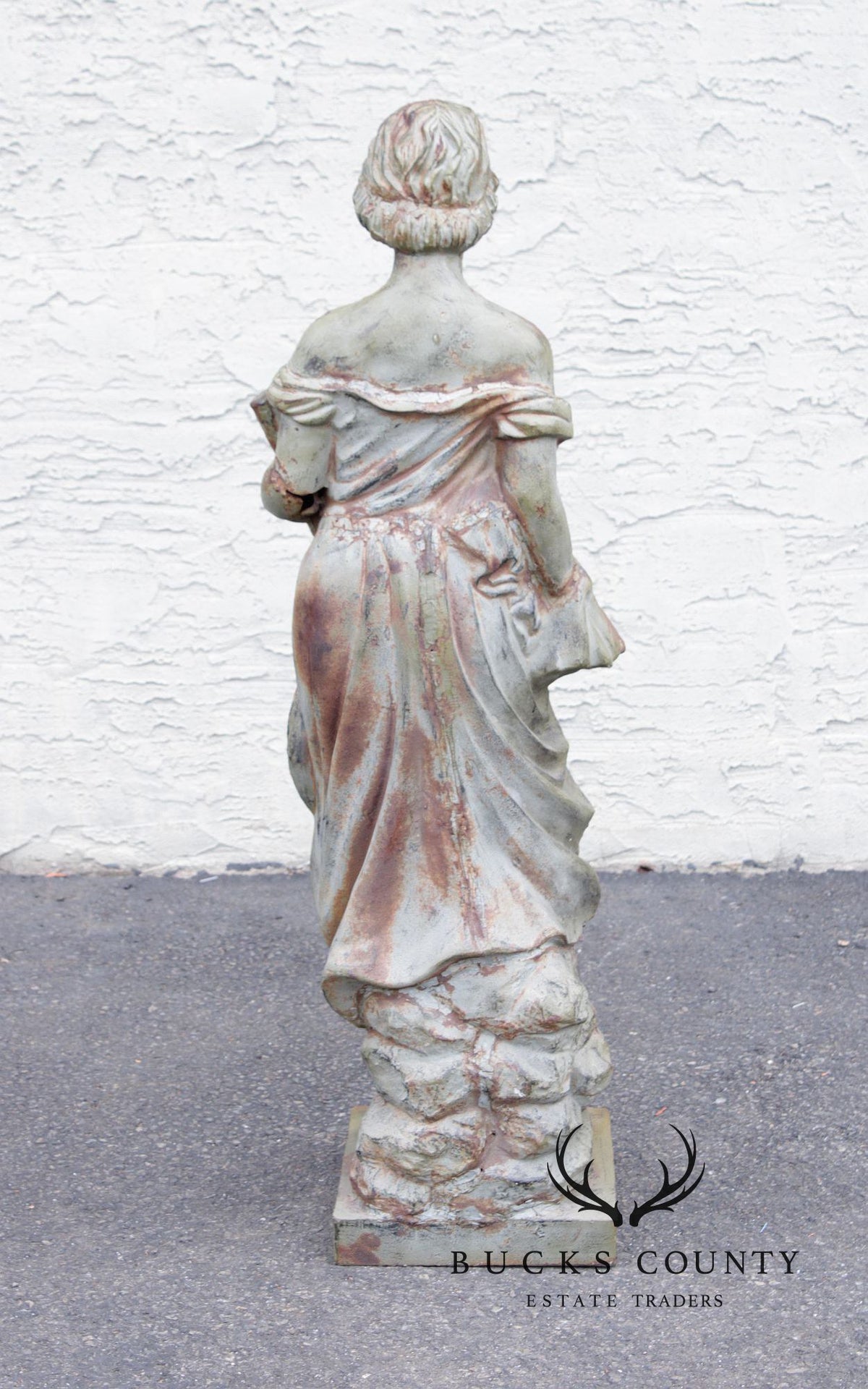 Vintage Cast Iron Garden Statue of a Lady