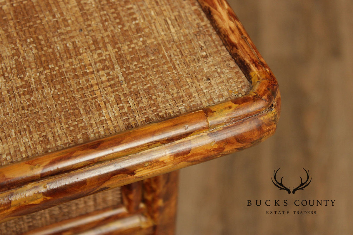 Vintage Bamboo And Rattan Writing Desk