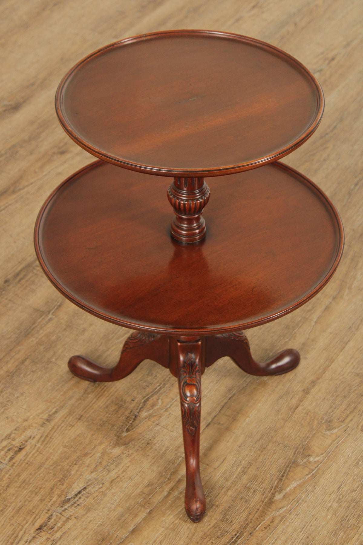 Georgian Style 1940's Mahogany Round Two Tier Dumbwaiter