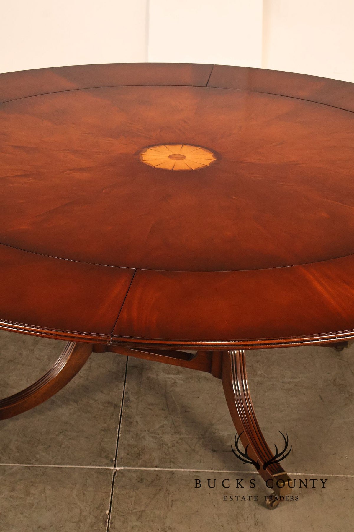 Bevan Funnell Inlaid Mahogany Round Extension Dining Table