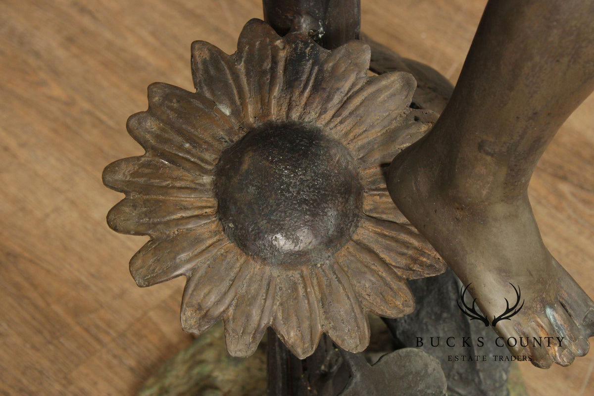Large Bronze Garden Statue, 'Flute Player'