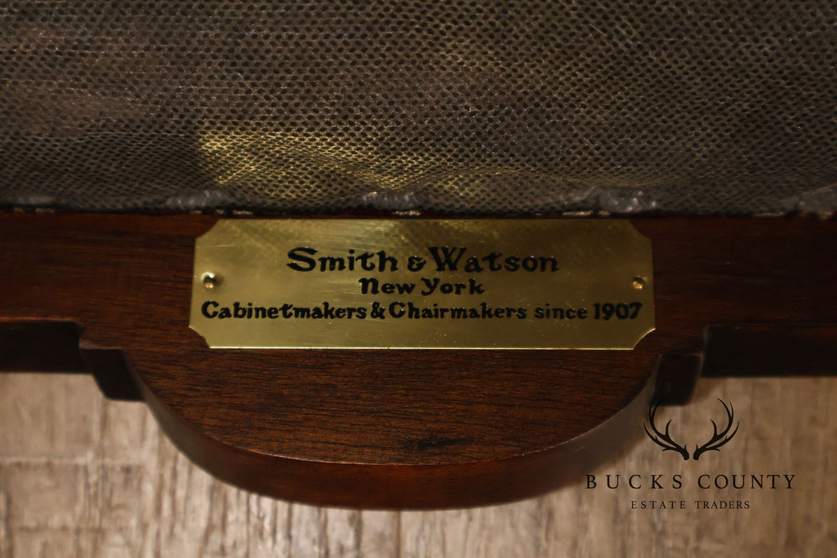 Smith & Watson Georgian Style Carved Mahogany Upholstered Stool