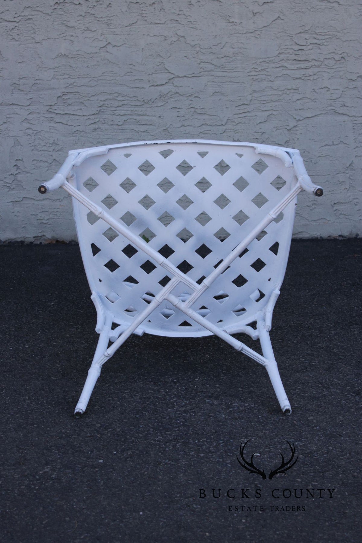 Faux Bamboo Vintage Set Of Four Cast Aluminum Patio Garden Dining Chairs