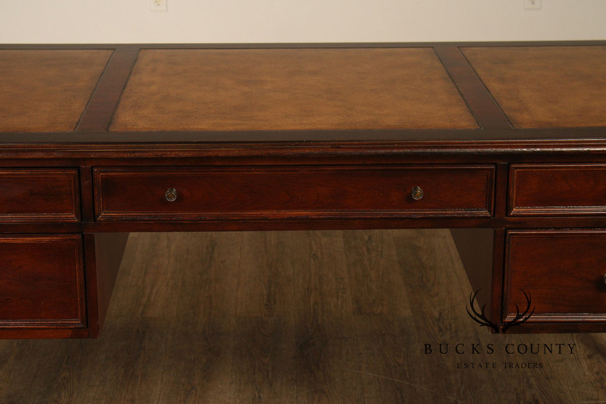 Ethan Allen Leather Top Cherry 'Buckley' Executive Desk