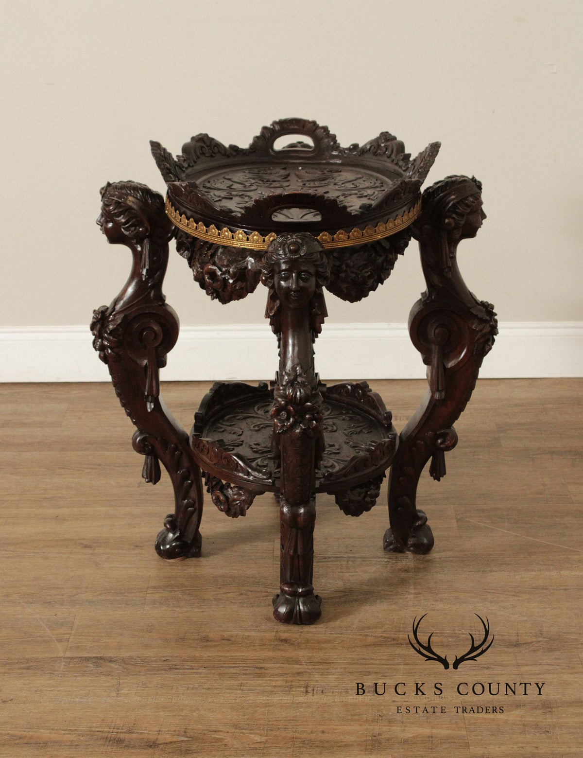 Antique Italian Renaissance Revival Carved Side Table