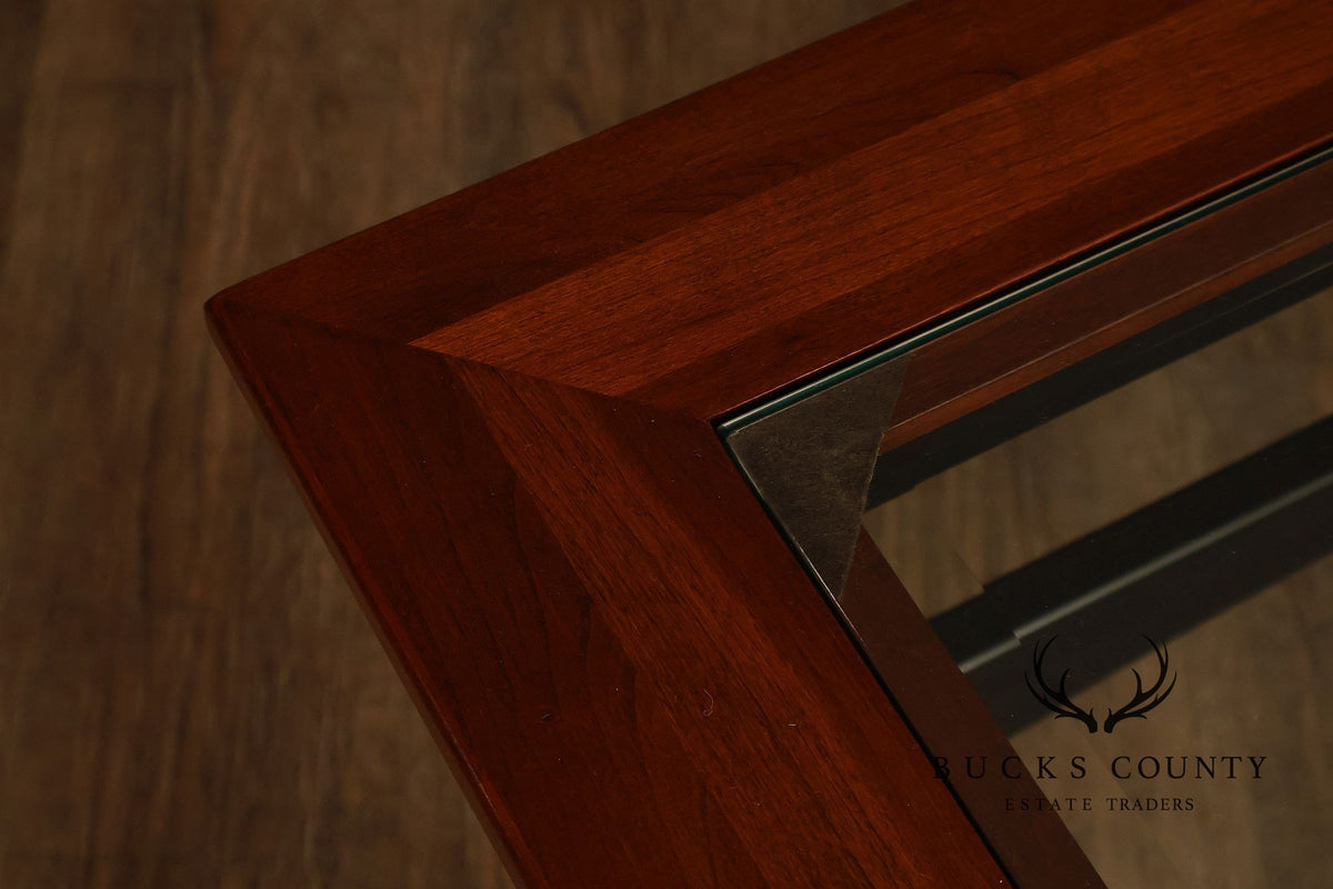 Ethan Allen American Impressions Cherry Glass Top Coffee Table