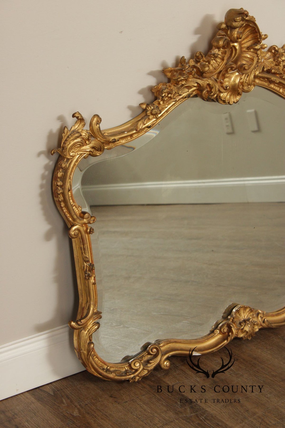 Antique Rococo Revival Giltwood Mantel Mirror